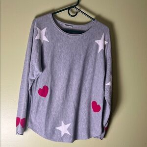 Britney Gray Sweater with Stars and Hearts